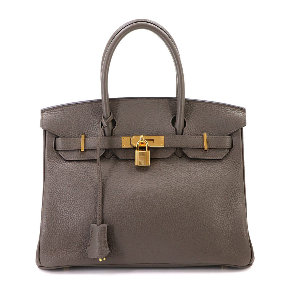 Birkin 30 Hermes HERMES Taurillon Clemence Etoupe Handbag A stamp Gold hardware